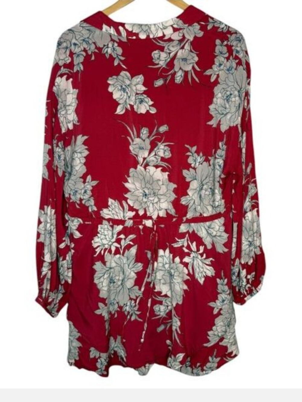 FREE PEOPLE Shake It Boho Gypsy Mini Dress Tunic Pockets Red Floral  EUC Small - Picture 4 of 5